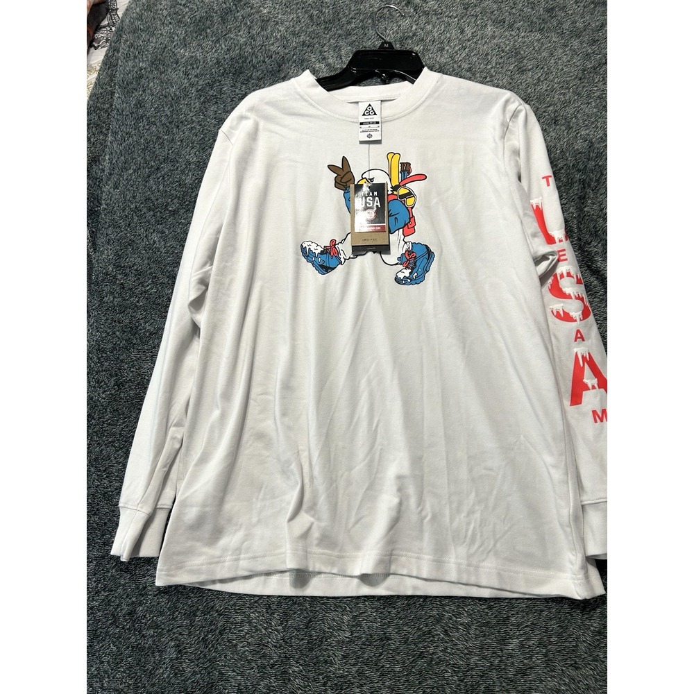Nike ACG Team USA Shirt Women's M White New Long Sleeve Dri-FIT IQ4090-121 (D4)